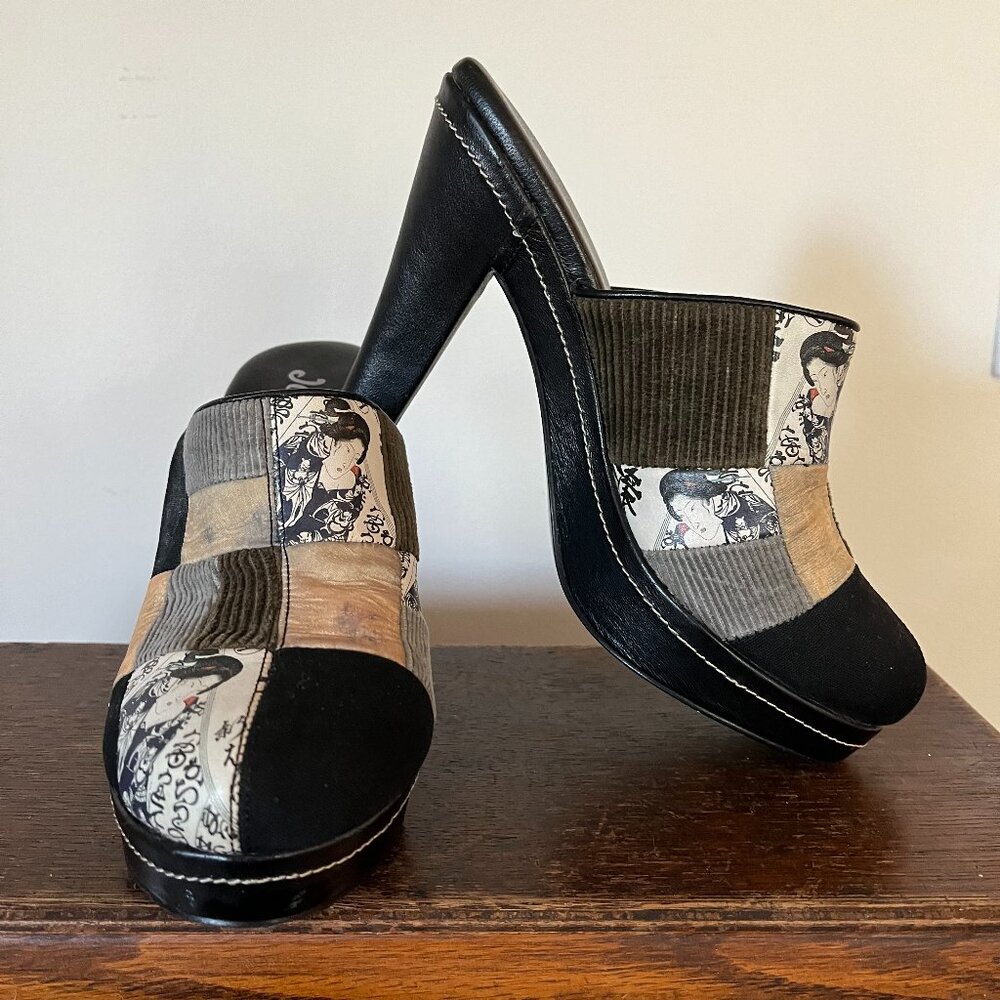 ICON Platform Heeled Patchwork Clog/Mule